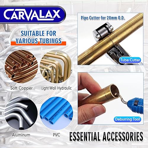 Miniatura 20 de Juego de doblador de tubos de tubería, para 1/4" a 7/8" O.D, kit de doblador de tubos de trinquete de 90° con adaptadores de flexión inversa y 7