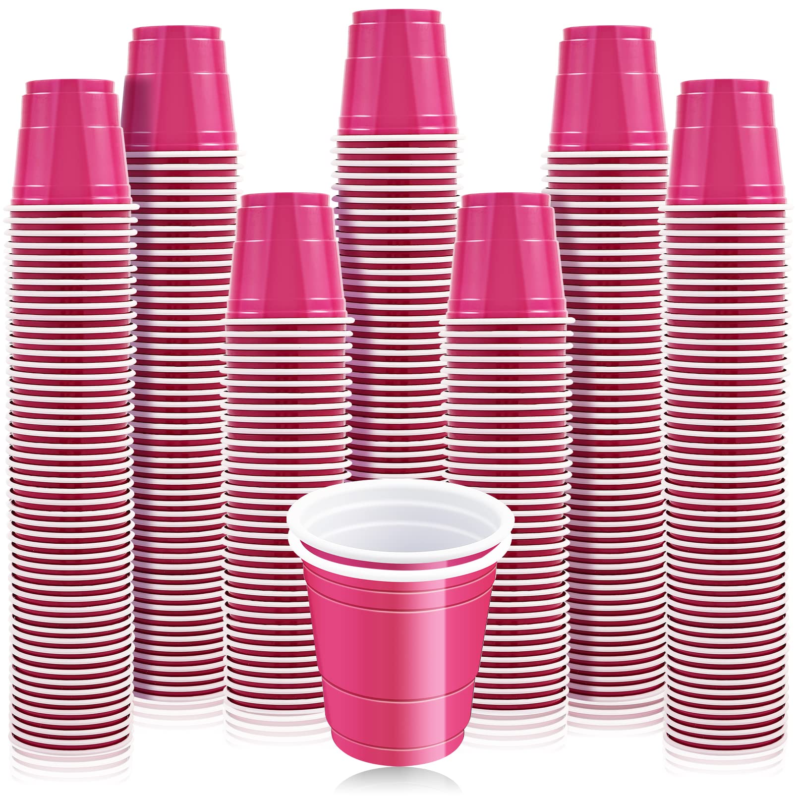 Cynquma 200Pcs 2 oz Shot Cups,Plastic Shot Glasses,Pink Shot Glasses Disposable,Mini Party Cups,Disposable Plastic Shot Cups for Drinking Birthday Party Tasting Serving Samples and Tastings (Pink)