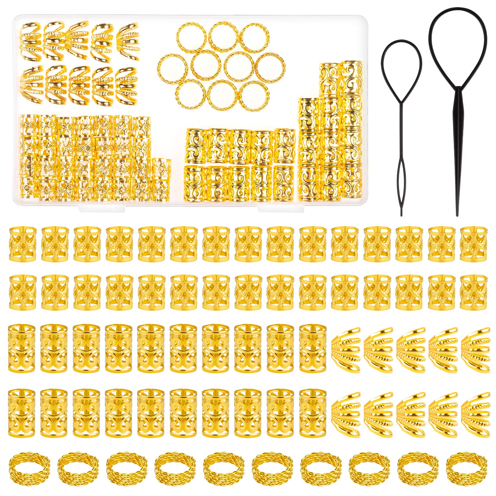 MELLIEX 70 Pieces Dreadlocks Jewellery, Aluminium Hair Rings for Braids Adjustable Braids, Jewellery