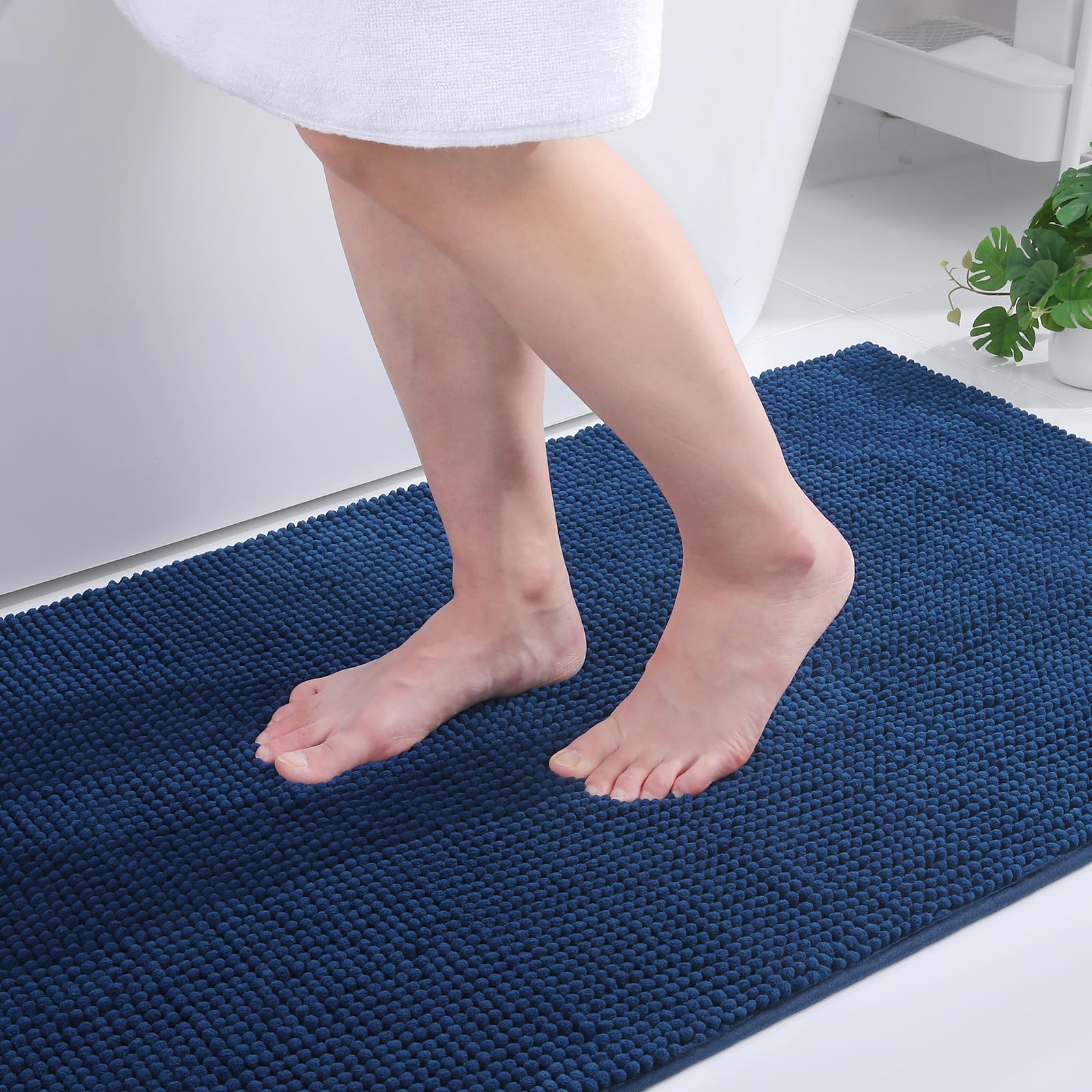 smiry Non Slip Chenille Bath Mat, Extra Soft Bathroom Mat, Super Absorbent Fluffy Bath Mats for Bathroom, Machine-Washable Quick Dry Bath Rug Foot Mat, 40 x 60 cm, Grey — view 34