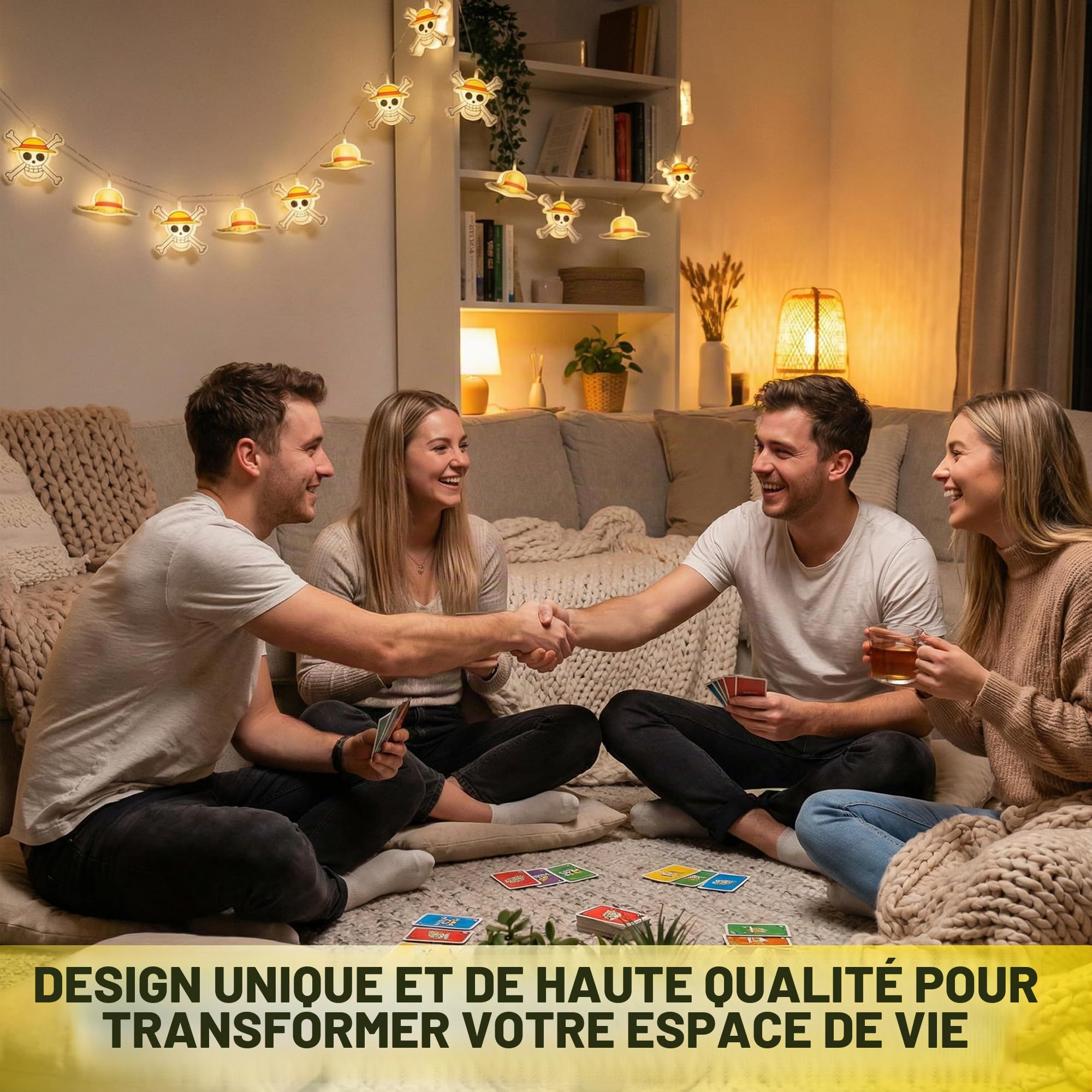 Get Trend One Piece Guirlande Lumineuse Intérieur 3D, Guirlande Led 10 en Fil de Cuivre Alimentée par Piles, 150 cm, Anime Merch Applique Murale pour Decoration Chambre, Idee Cadeau Manga