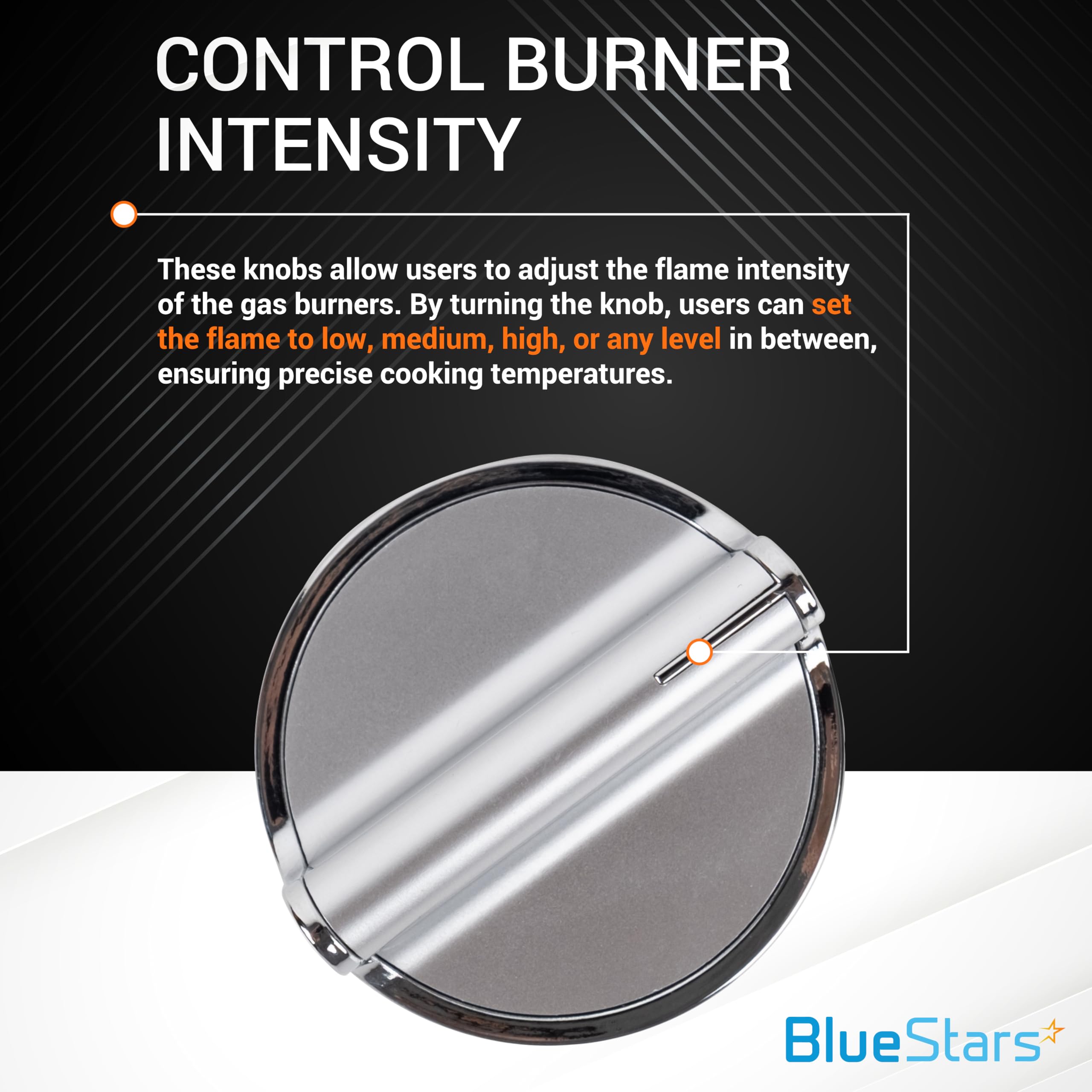 BlueStars 5-Pack Ultra Durable W10766544 Gas Stove Knobs Replacement - Exact Fit for for Whirlpool Gas Stoves Ranges Ovens - Replaces AP5958476 W10430807 W10676228 4248219 PS10067059