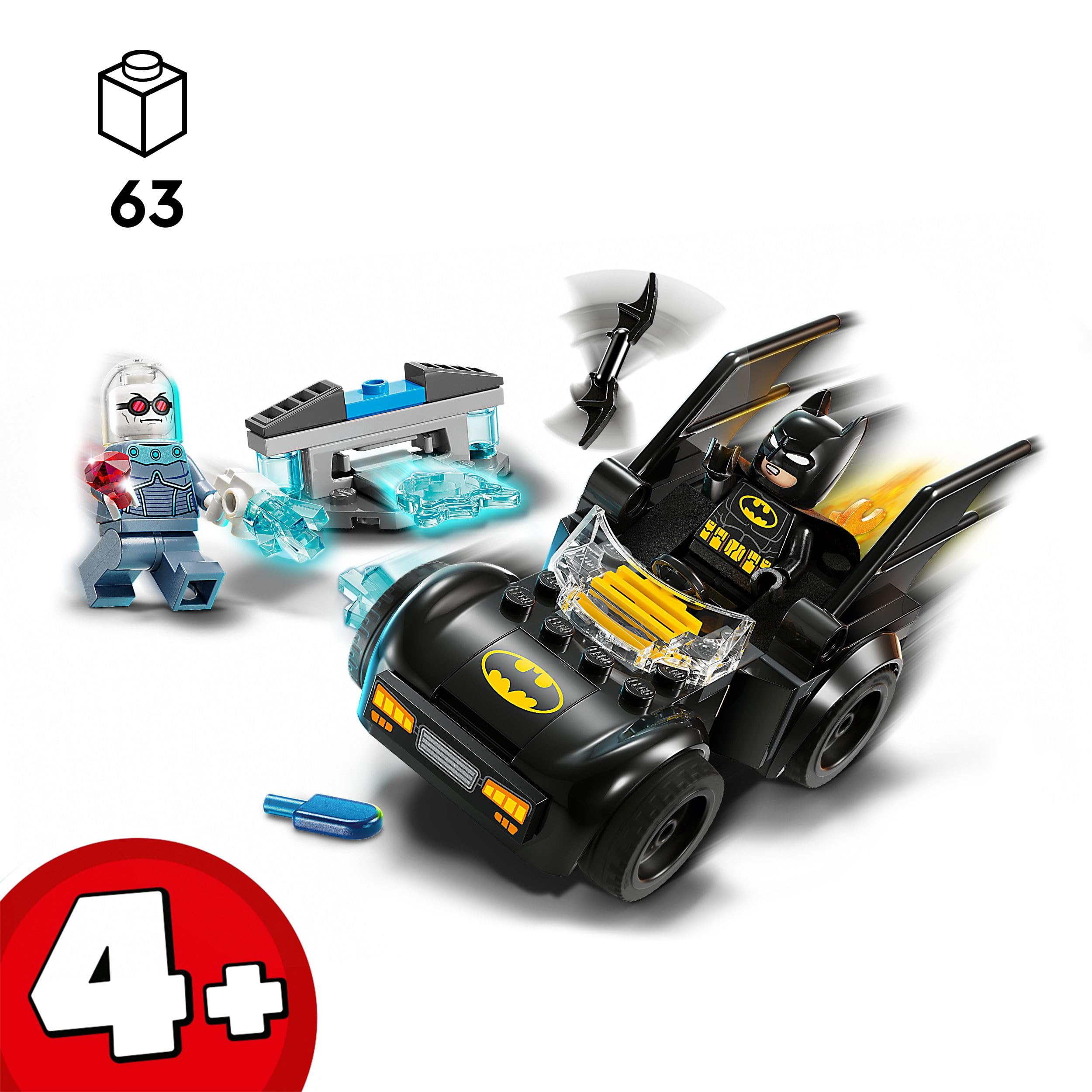 LEGO DC Batman e Batmobile Contro Mr. Freeze - Macchina Giocattolo del Supereroe con 2 Minifigure, Accessori e Starter Brick per l'Auto, Giochi per Bambini e Bambine da 4 Anni in su, Idea Regalo 76301