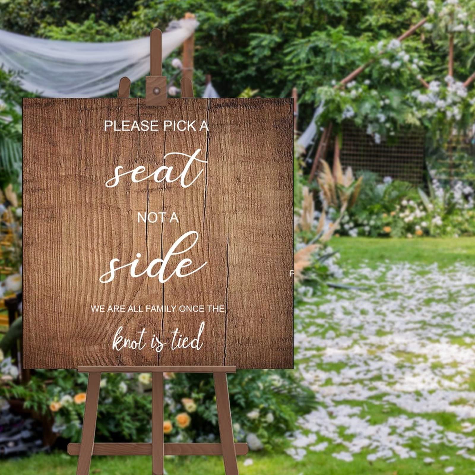Schild mit Aufschrift "Please Pick A Seat Not A Side, Welcome to Our Wedding Sign/Reception", Sitzplan, rustikales Holz, Boho-Zeremonie, 50,8 x 50,8 cm