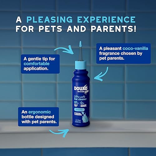Miniatura 5 de DOUXO Skin & Coat SPA - Limpiador de oídos desparafinado ultra seguro para perros y gatos, 4.1 onzas líquidas, limpia y desparafina de forma segura