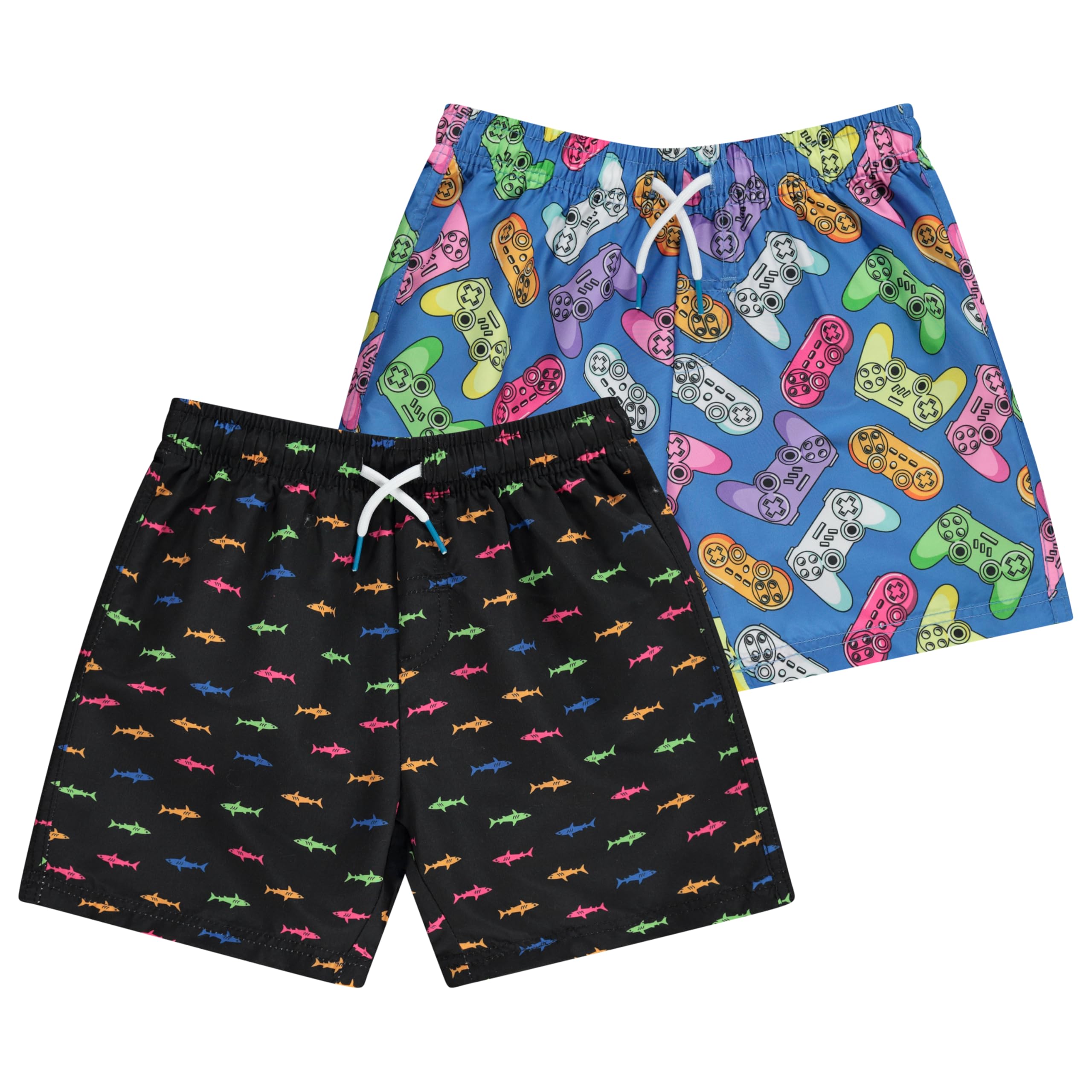 BCOOL 2 or 3-Pack Boys Swim Trunks, Kids Quick Dry Swimming Shorts with Liner - Solid/Printed Swimwear