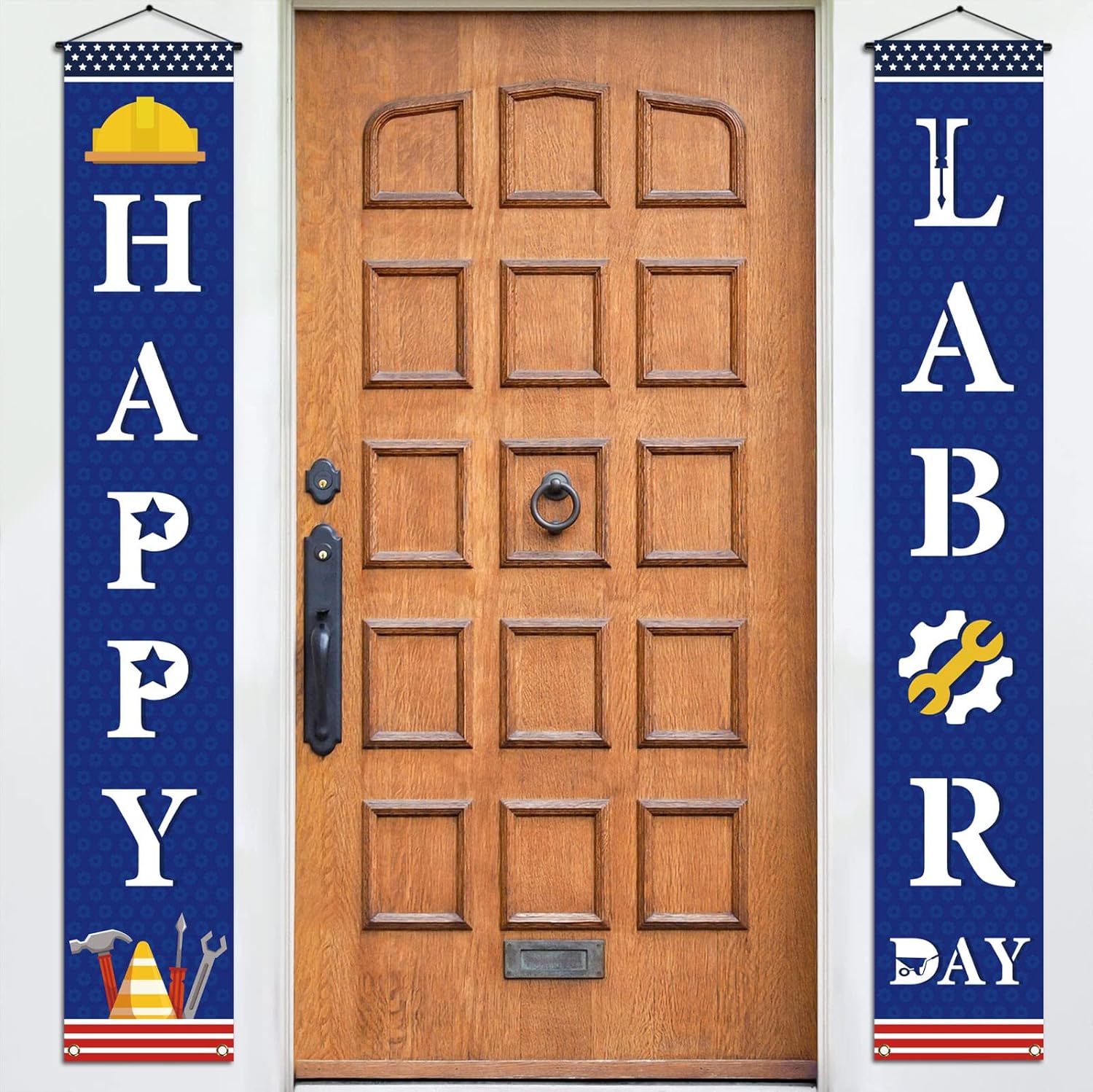 Rainlemon Happy Labor Day Porch Banner American Labour Day