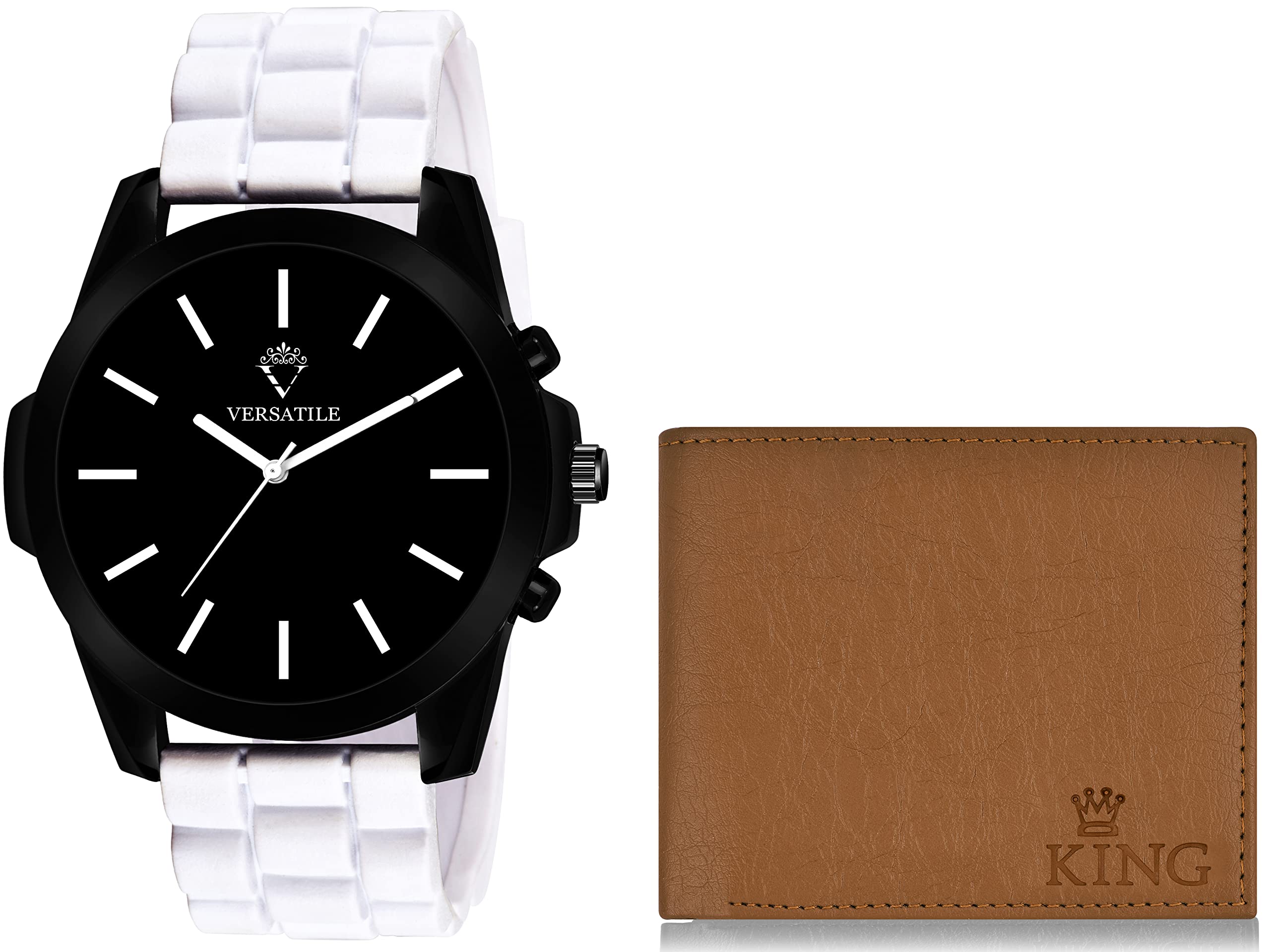Mikado White Pop Star Analog Wrist Watch with Tan Wallet for Men (B0B5H48K5L) Amazon Price History, Amazon Price Tracker