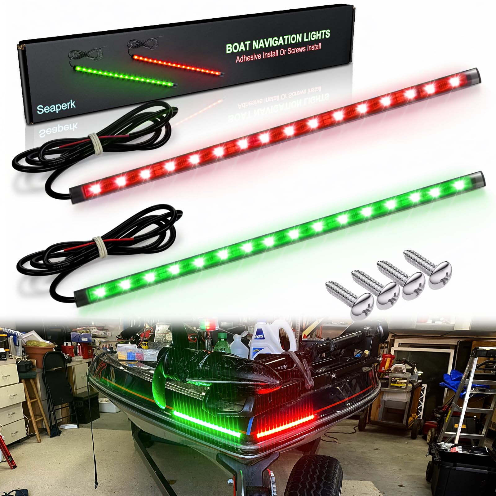 LED Navigation Light, Red and Green Marine Lights for Boats, Bow Lights for Night Fishing and Boating