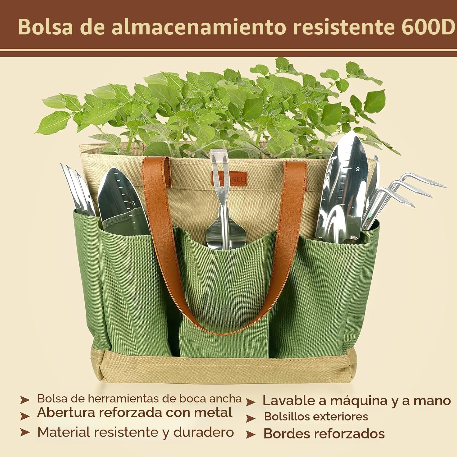 YAUNGEL Juego de Herramientas de jardinería, 10 Piezas de Acero Inoxidable de Uso Pesado con Mango de Madera Antideslizante - Regalos para Mujeres y Hombres, Verde
