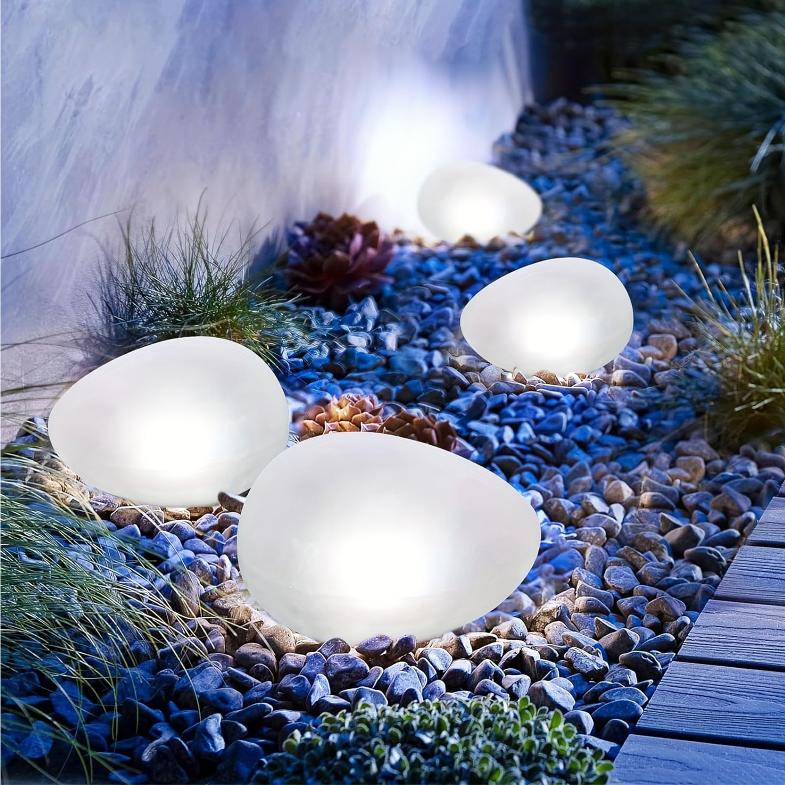 1PCS Lámpara de Vidrio Solar de Luz Blanco Frío, Lámpara de Sendero Solar con 4 LEDs, Resistente al Agua IP44, Encendido Automático/Apagado Automático, Adornos de Jardín para Césped, Suelo y