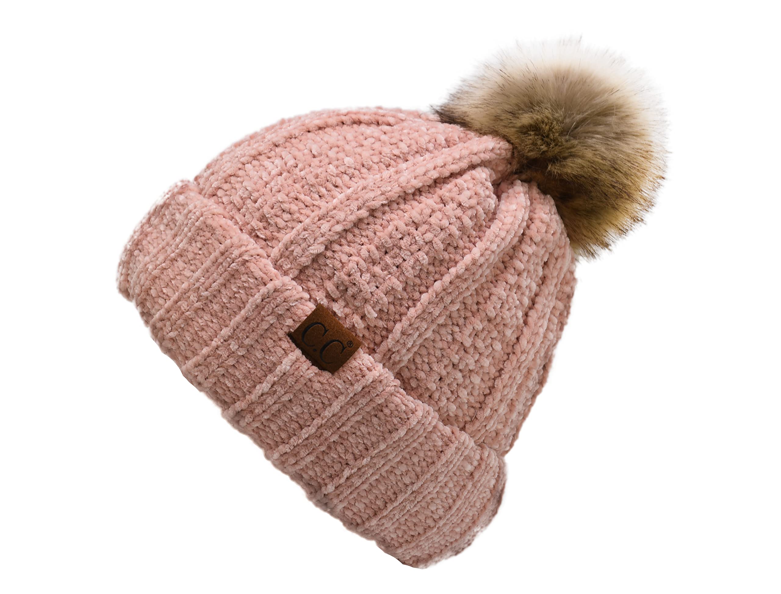 C.C Faux Fuzzy Fur Pom - Bonnet - Femme
