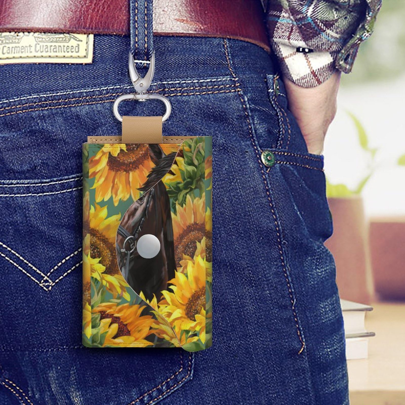 Amazon.co.jp: ひまわり 馬柄 キーケース キーホルダー スマートキー