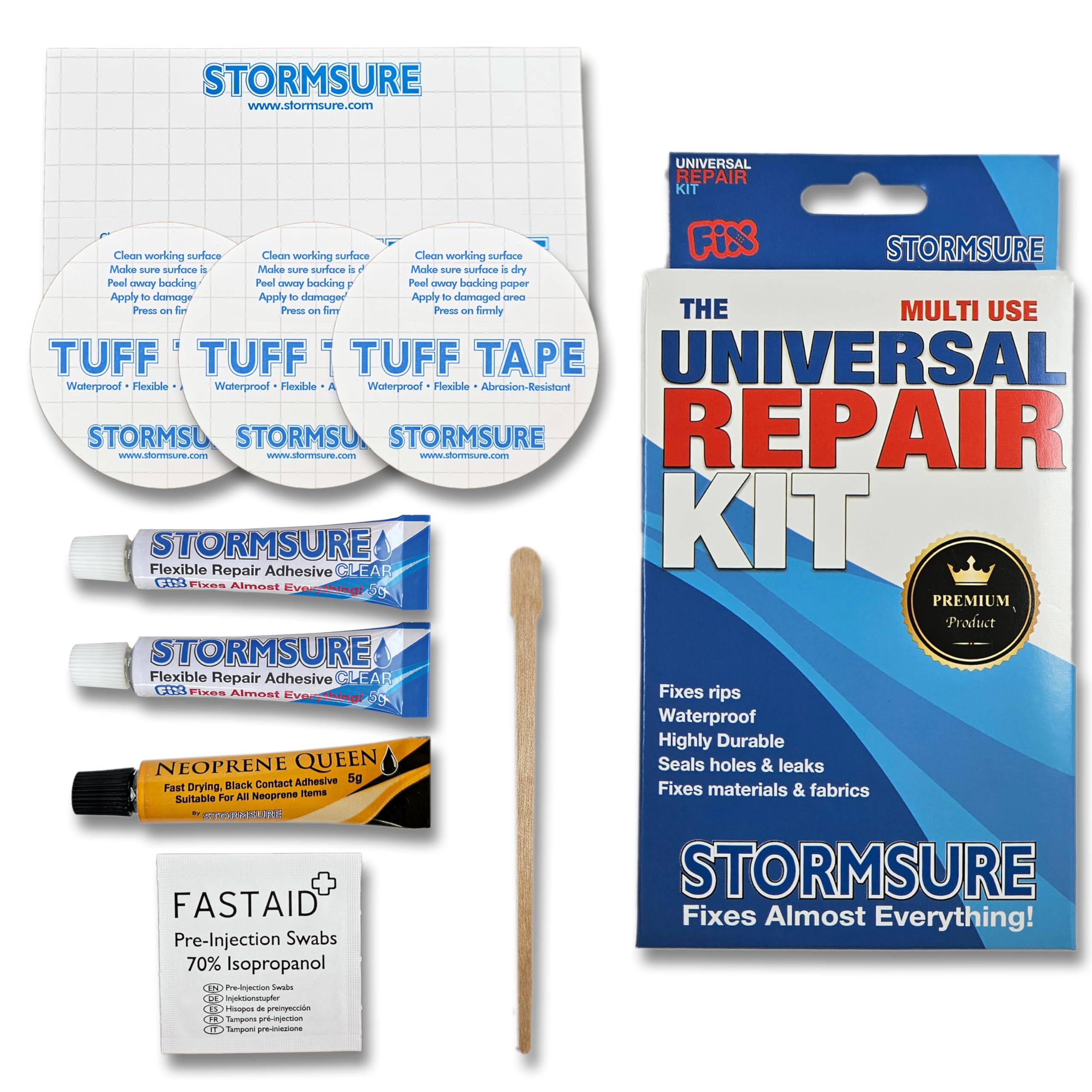 Stormsure Transparent Complete Repair Kit - Essential For Fixing Leaks, Rips, And Tears In Almost Anything Size 0.220462262