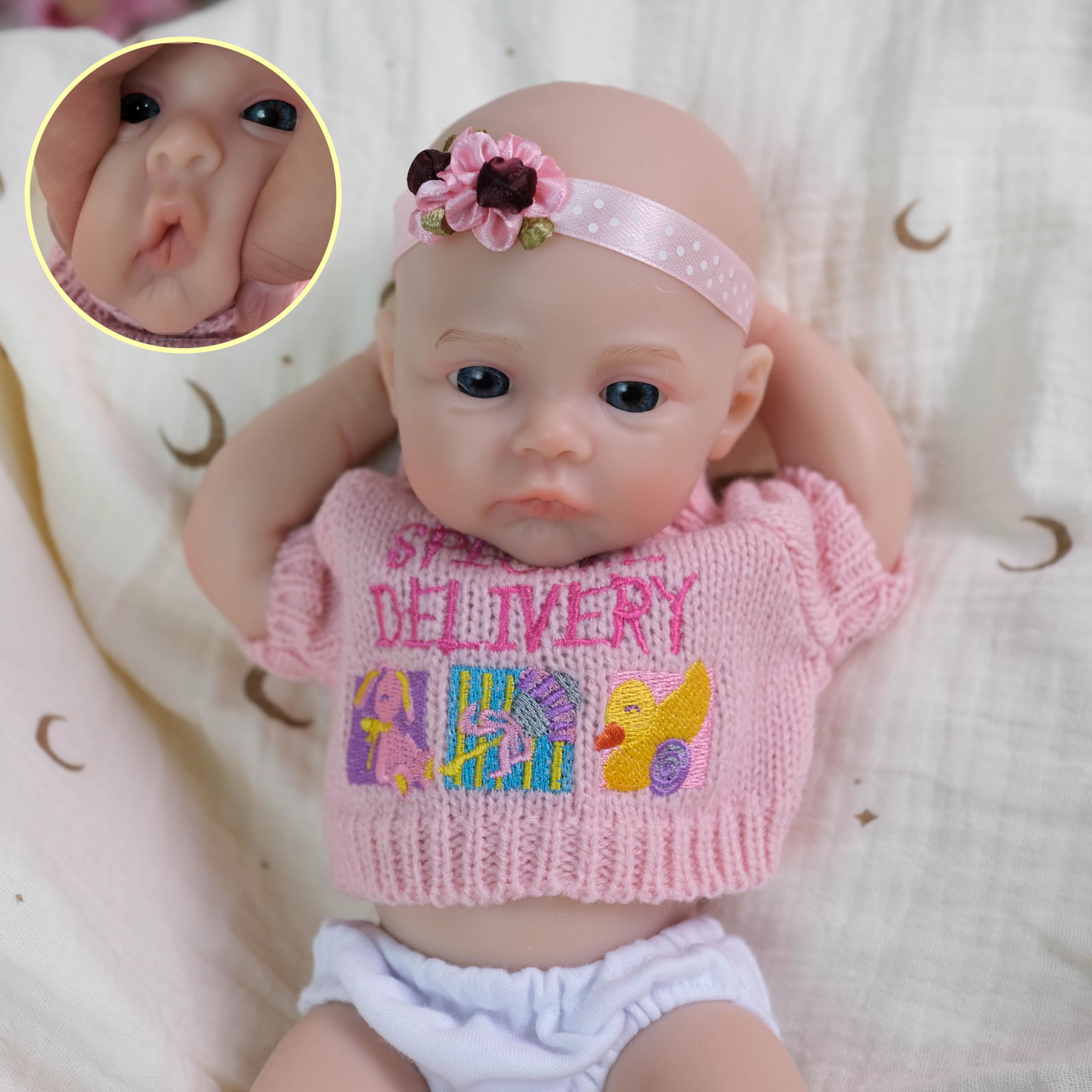 Pinky Reborn Muñeca Bebé Recién Nacido Silicona Completa 12 Pulgadas Hecha A Mano Pintada con Ropa Y Biberones Juego para Niños Y Niñas