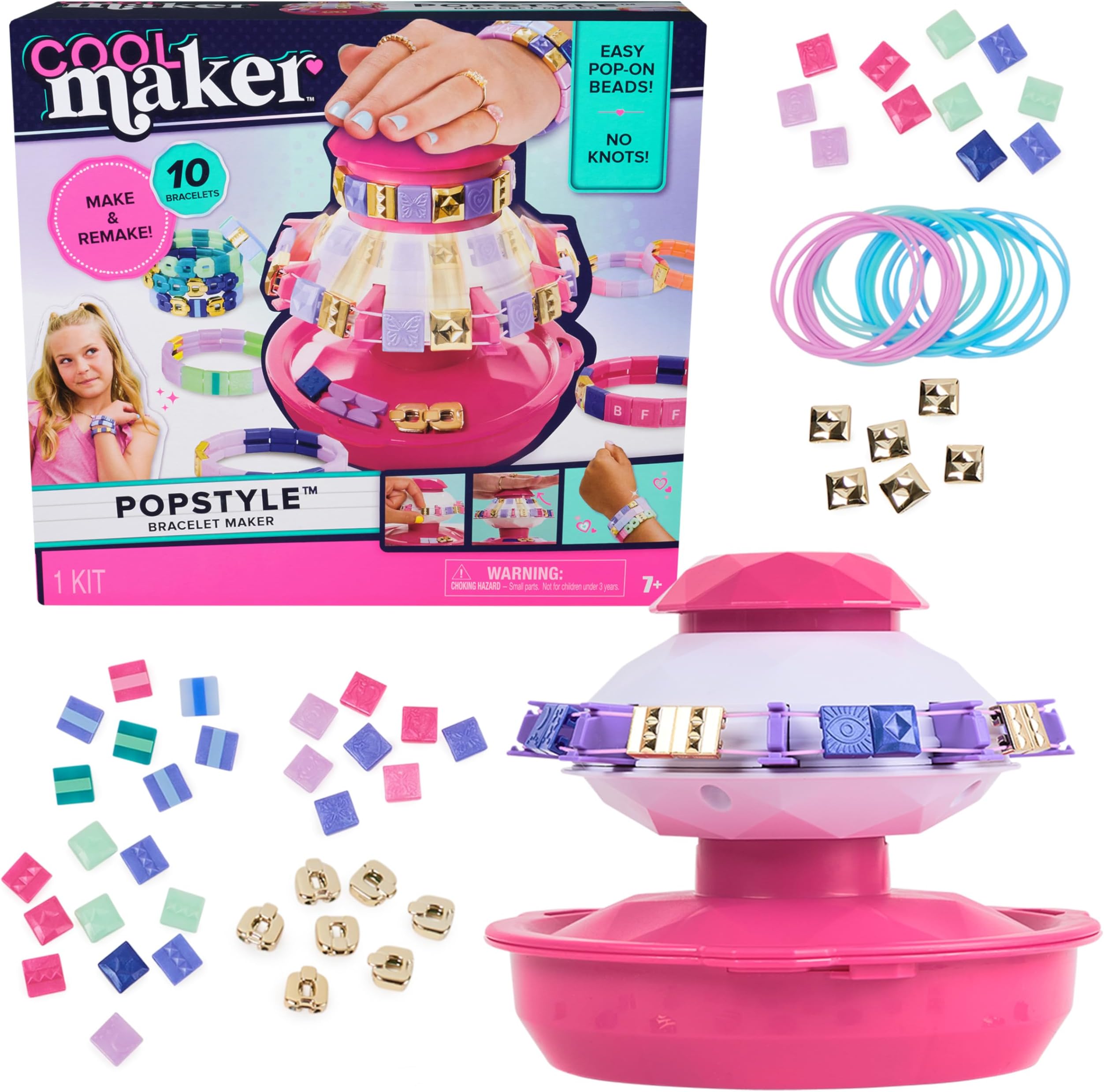 PopStyle Bracelet Making Kit with 170 Beads, Make & Remake 10 (Packaging May Vary), Arts and Crafts Jewelry Kit, Kids Toys for Ages 7 and up