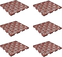Pure Garden Terracotta Interlocking Deck Tiles 6-Pack - Weatherproof Polypropylene Patio Pavers for Deck, Porch, Balcony, Pool - 5.5 Sq Ft Coverage
