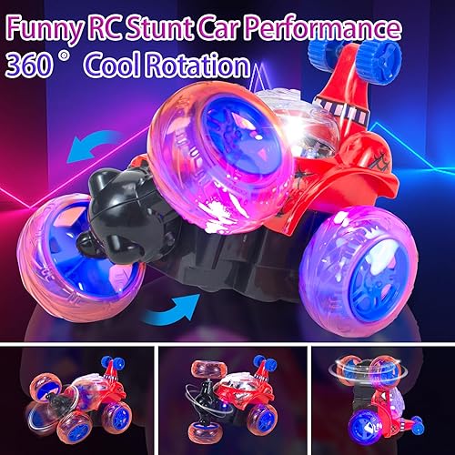 Miniatura 3 de YongnKids Coche de control remoto para niños de 3, 4 a 8 años de edad, auto de acrobacias con control remoto con luces y música, rotación de 360,