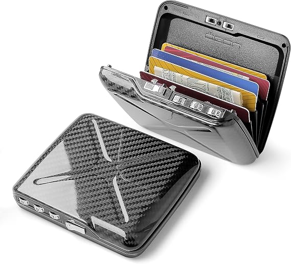 OGON -DESIGNS- Genuine carbon fiber wallet, the first pocket size vault made with carbon fiber, lockable with a 3 digit code, RFID protection card holder, Code wallet model