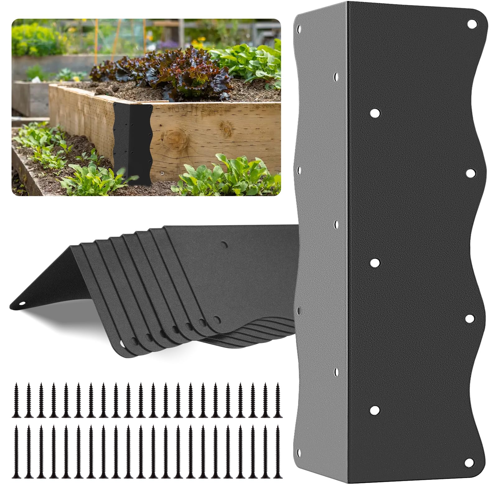 Esquinas para cama de jardín de metal resistente marrón pack de 8