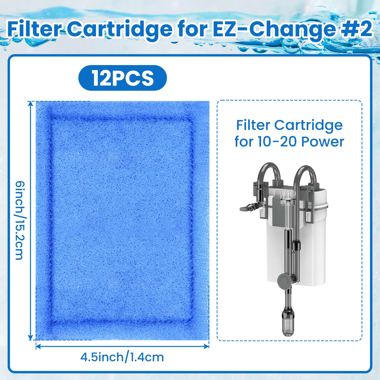 Lemecima 12 Pcs 10-20 Gallon Aquarium Filter Replacement for EZ-Change #2, Fish Tank Filter Cartridge for Aqua-Tech Brand 10 to 20 Power Filters for Healthier Fish