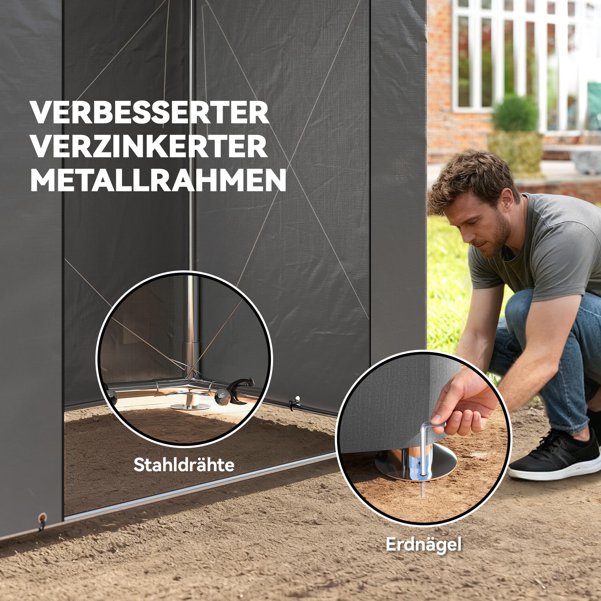 Outsunny Tenda da Garage Impermeabile 1,9x1,2 m con Tetto a Falda Unica, Porta con Cerniera Avvolgibile, Finestra con Telaio Metallico Rinforzato, Resistente ai Raggi UV