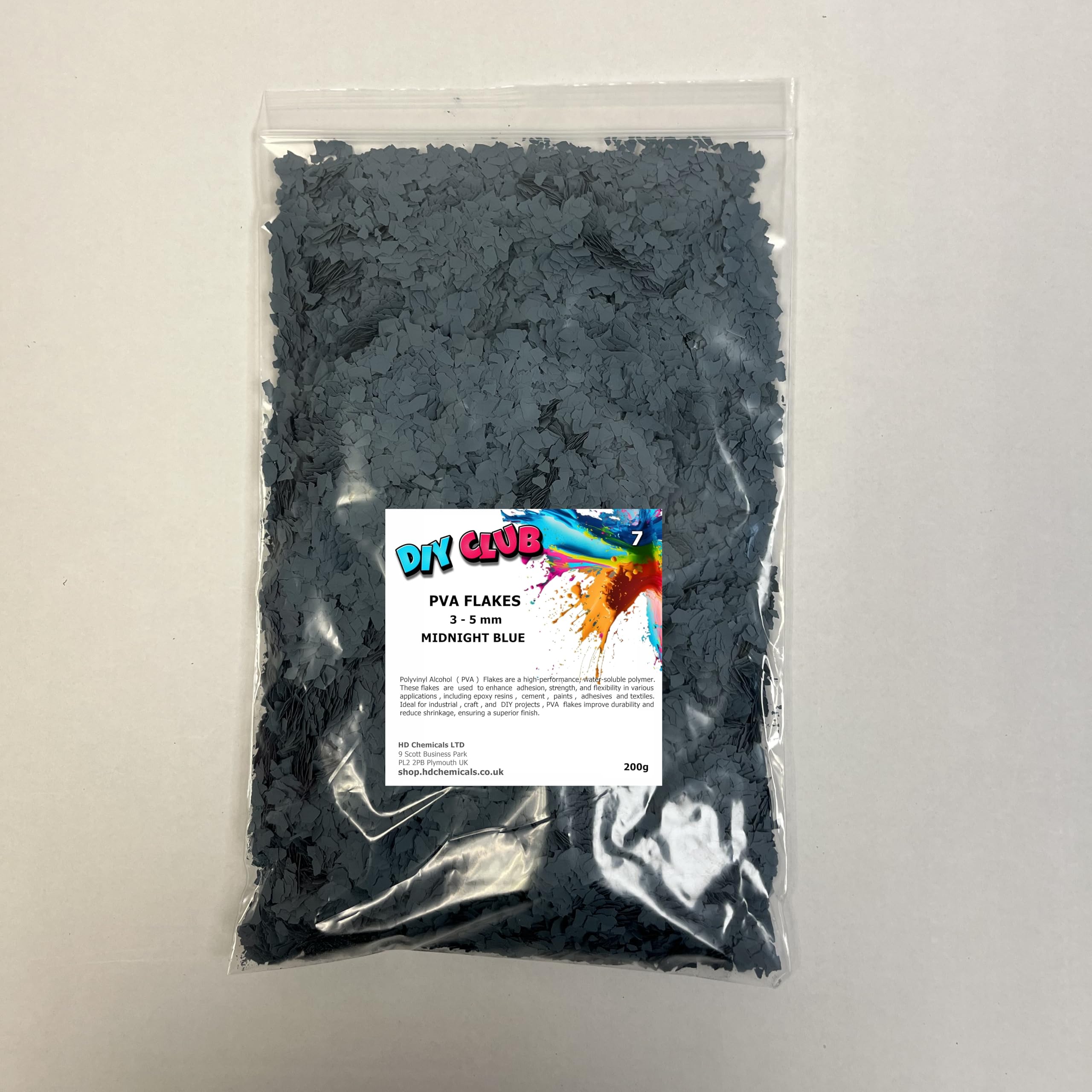 Epoxy Resin PVA CHIPS FLAKES 3-5mm Garage Floor, Decorative Coating, Art and Crafts (MIDNIGHT BLUE, 200)