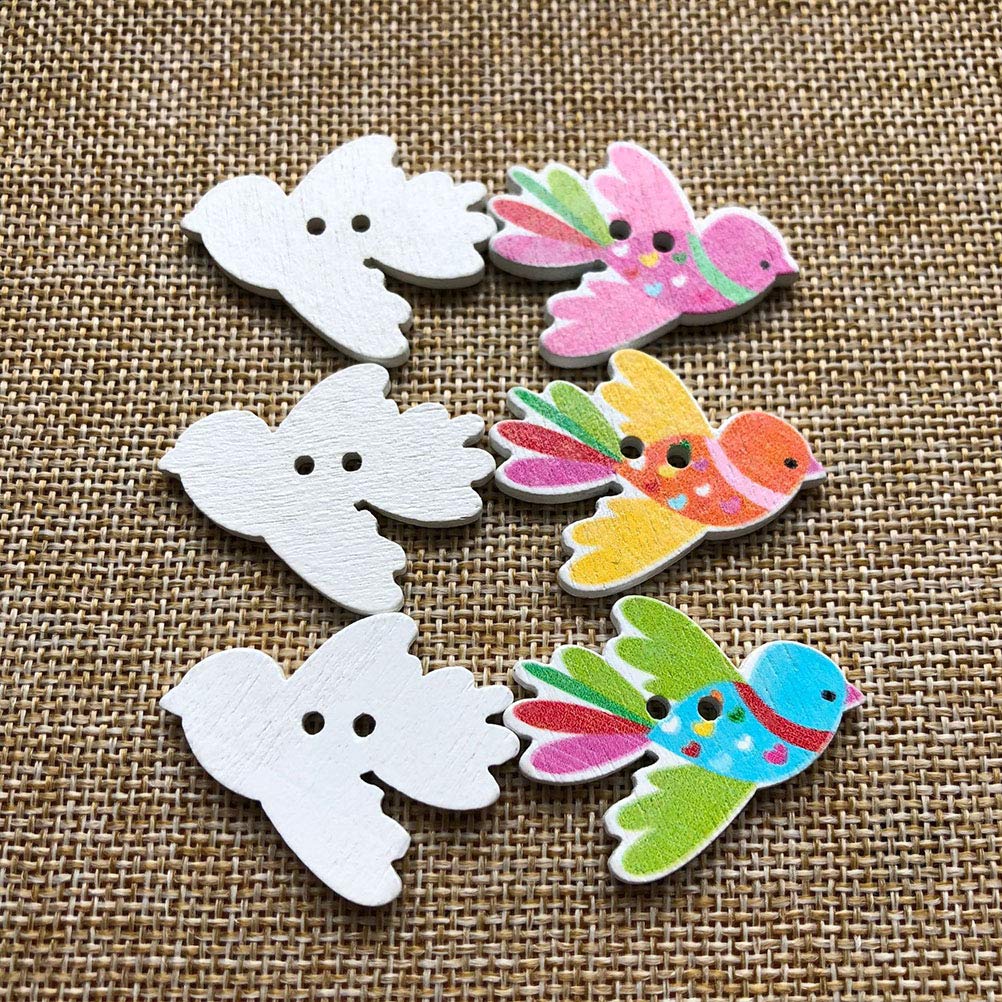 CORHAD 50-Piece Mixed Color Unicorn Wood Buttons - 31x28mm 2-Hole Painting Buttons For Sewing & Crafts - View #11