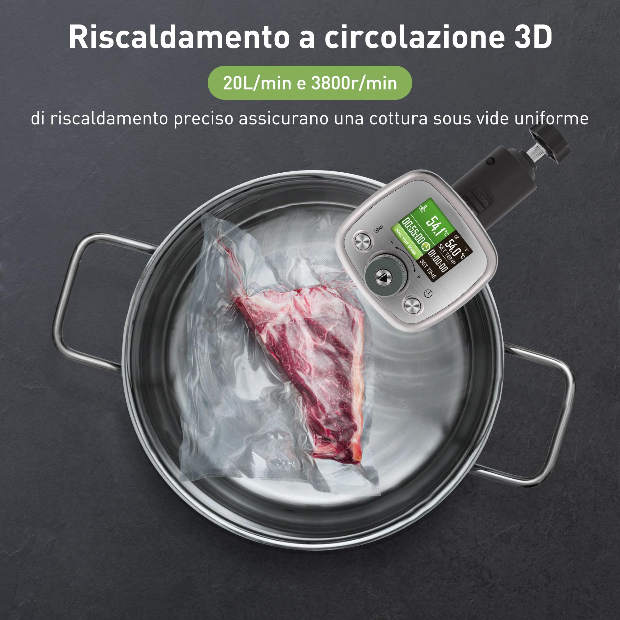 KitchenBoss Roner Sous Vide Professionale 1100W WIFI IPX7 TFT