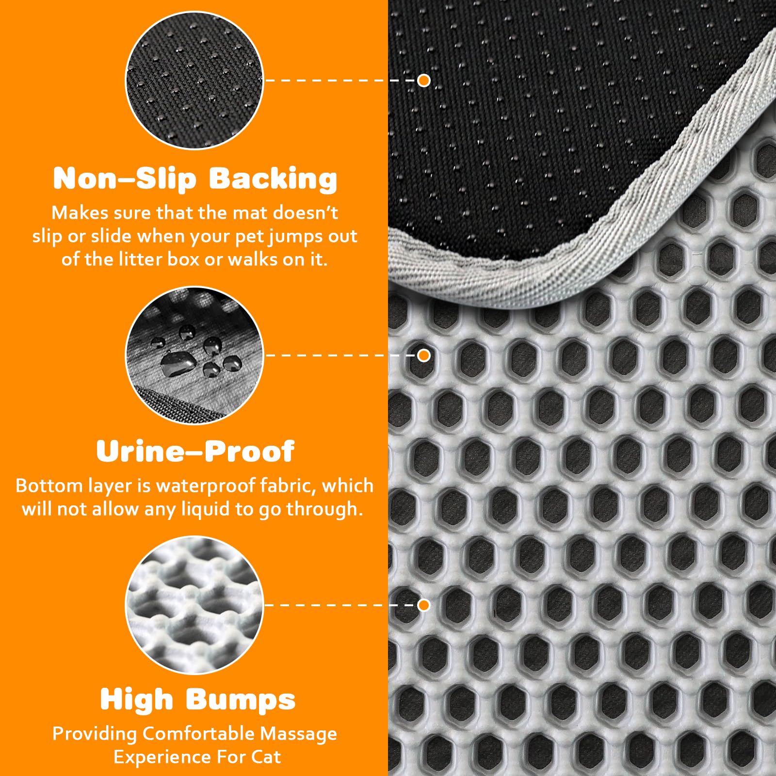 Waterproof Cat Litter Mat, Double Layer EVA, Odor-Free Large Grid, Urine Proof, Easy Cleanup (Gray, 16 x 20) - image 4