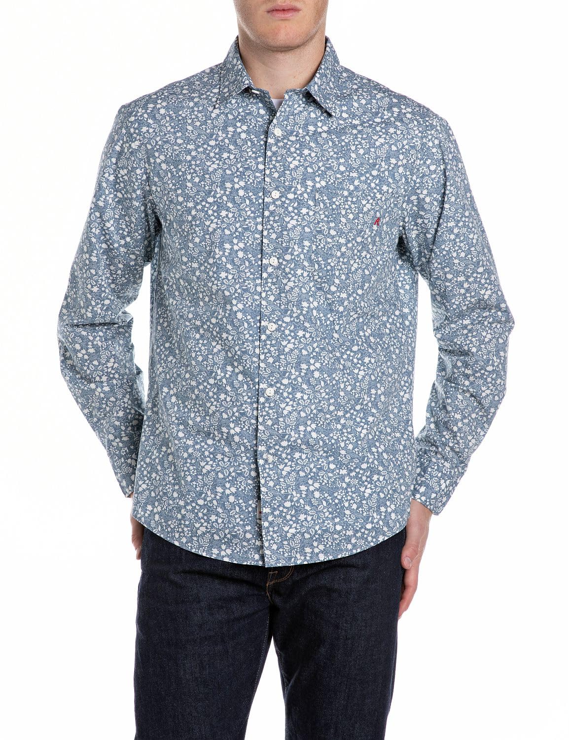 Replay Blue Cotton Pattern Shirt - IT48 | L