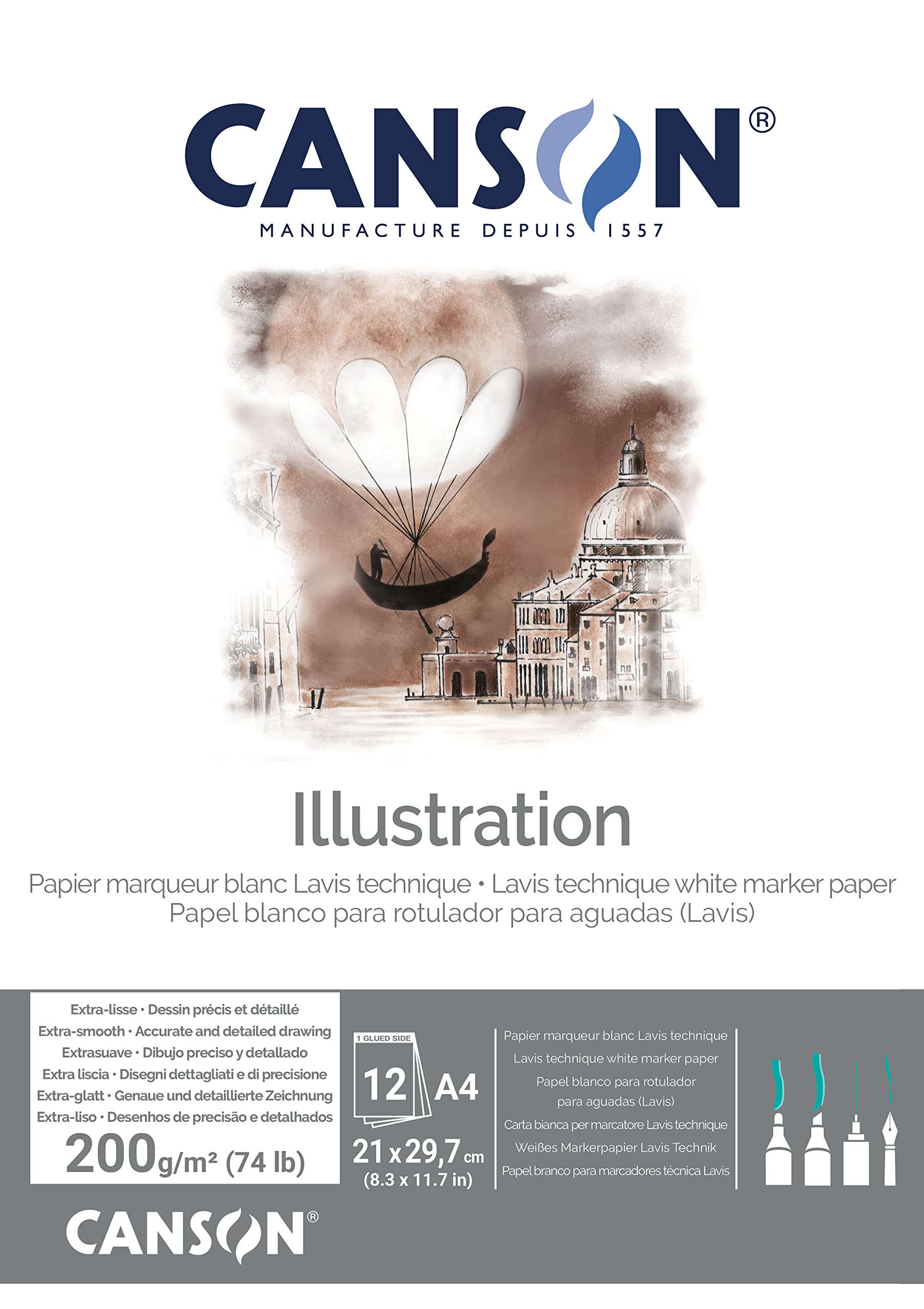 Canson Illustration Gluing Pad A4 12 Sheets Smooth 200 g