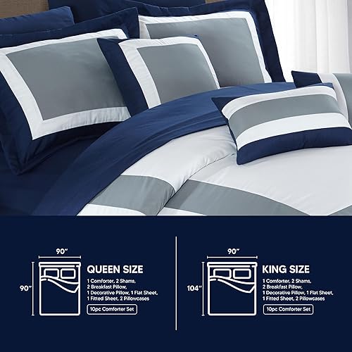 Miniatura 6 de Juego de cama de 10 piezas Chic Home patrón duque de colores todo en una bolsa