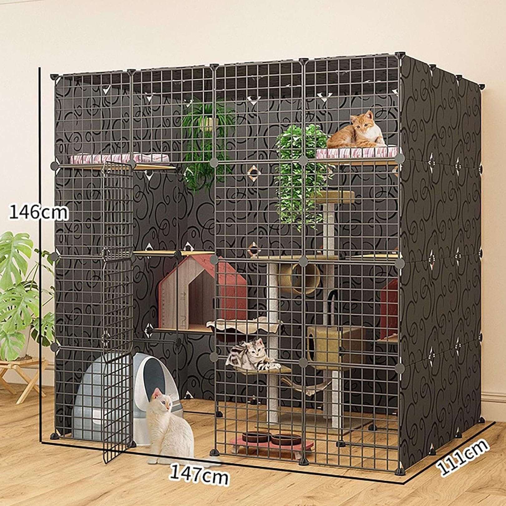 キャットケージ 146cm x 147cm x 111cm Amazon.co.jp: キャットケージ 猫 ケージ 146*111*147cm トイレ付 大型