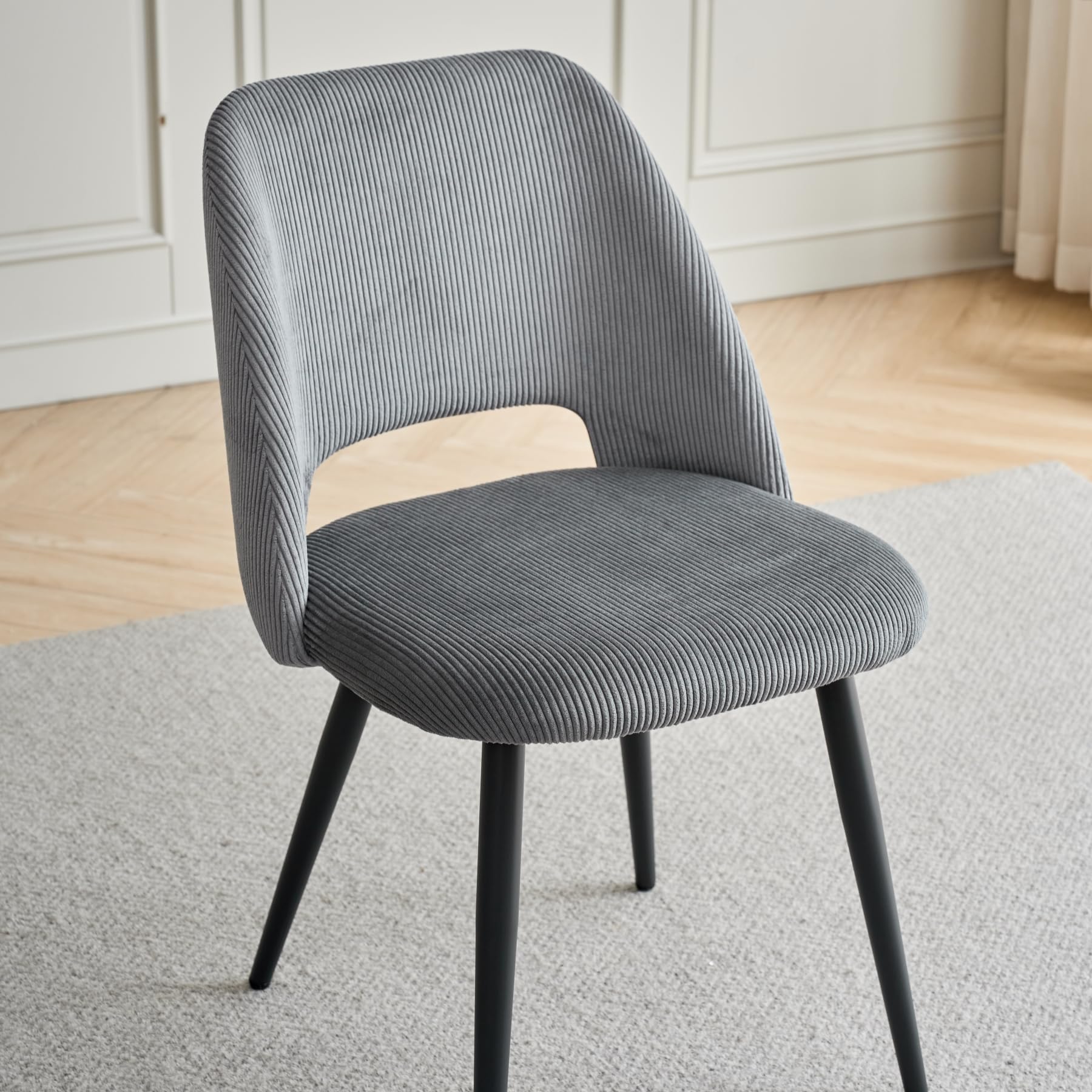 Esstisch und Stuhlset, Rechteckiger Esstisch 140 * 80 * 75 cm, 6 Gepolsterte Küchenstühle, 7 Teiliges Esszimmer und Stuhlset, für Esszimmer, Küche (Marmormuster + Grau)