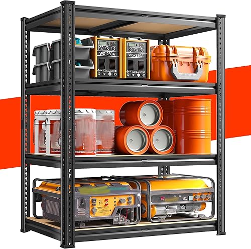 Miniatura 9 de REIBII Estantes de almacenamiento de 1600 libras, estantería de metal resistente, estantes de garaje de 5 niveles, estante de metal ajustable para