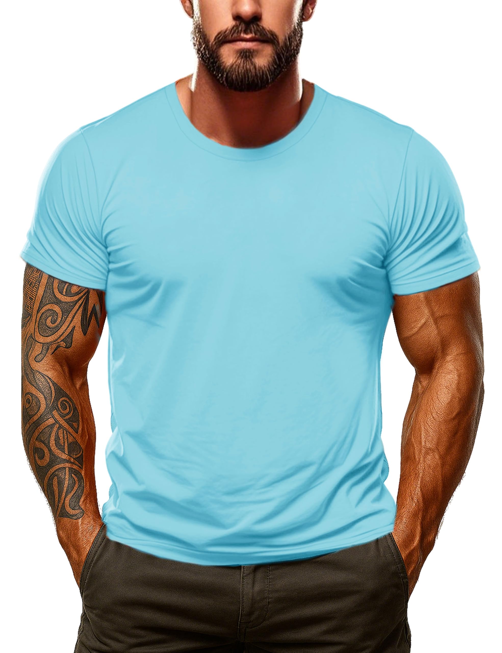 MAGCOMSEN Men's Rash Guard Swim Shirts Short Sleeve Quick Dry UPF 50+ Tshirt Athletic Sun Protection Lightweight Top