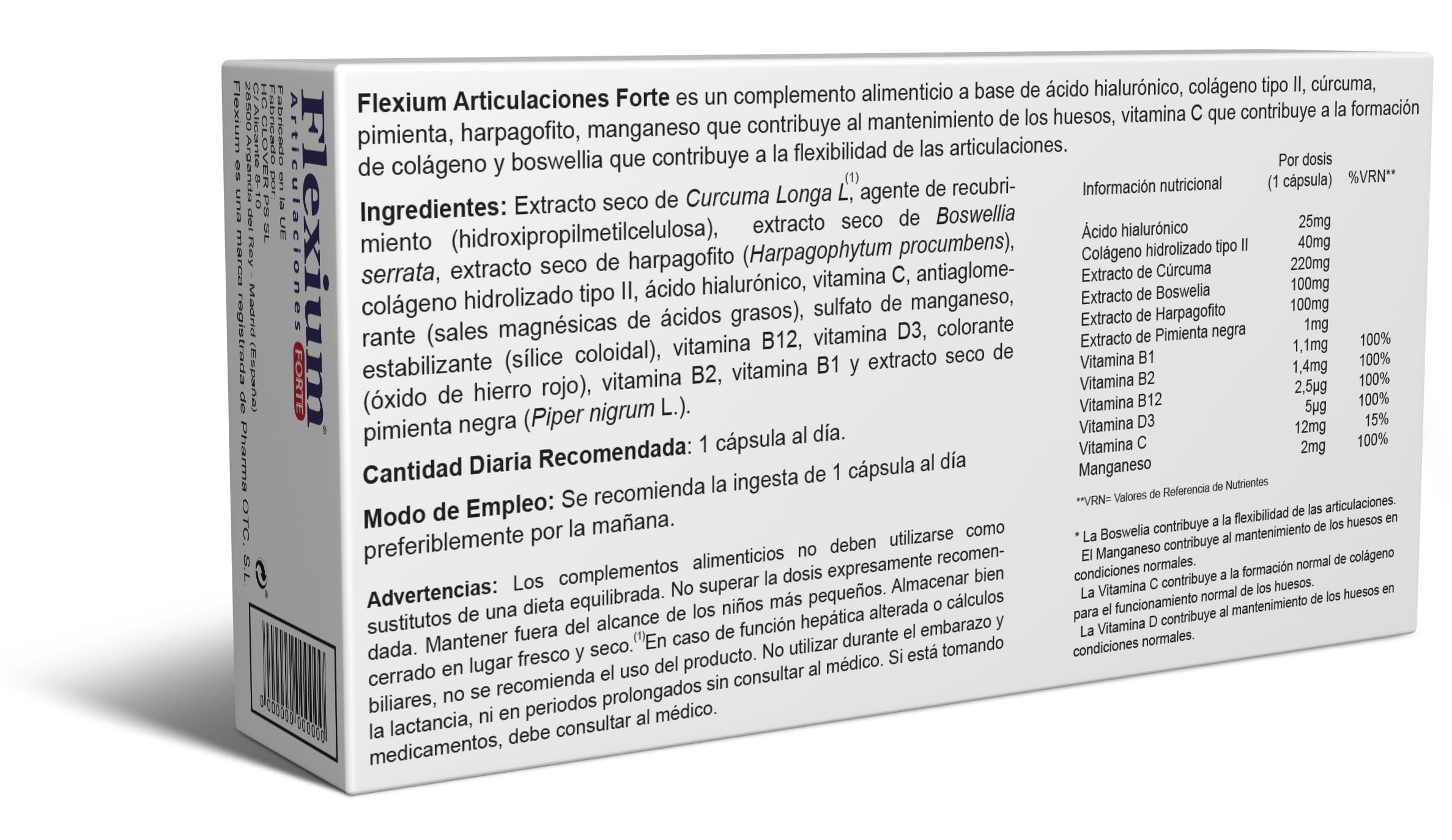 Articulaciones Forte 30 Cápsulas - Pack de 2 Unidades - Cuidado de Articulaciones y Huesos - con Colágeno Hidrolizado Tipo II, Ácido Hialurónico, Cúrcuma, Boswellia y Vitaminas