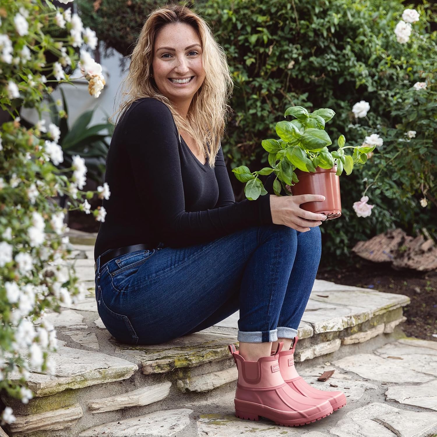 HISEA Women's Duck Chelsea Rain Boots Waterproof Short Garden Boot Outdoor Mud Boots - Image 2