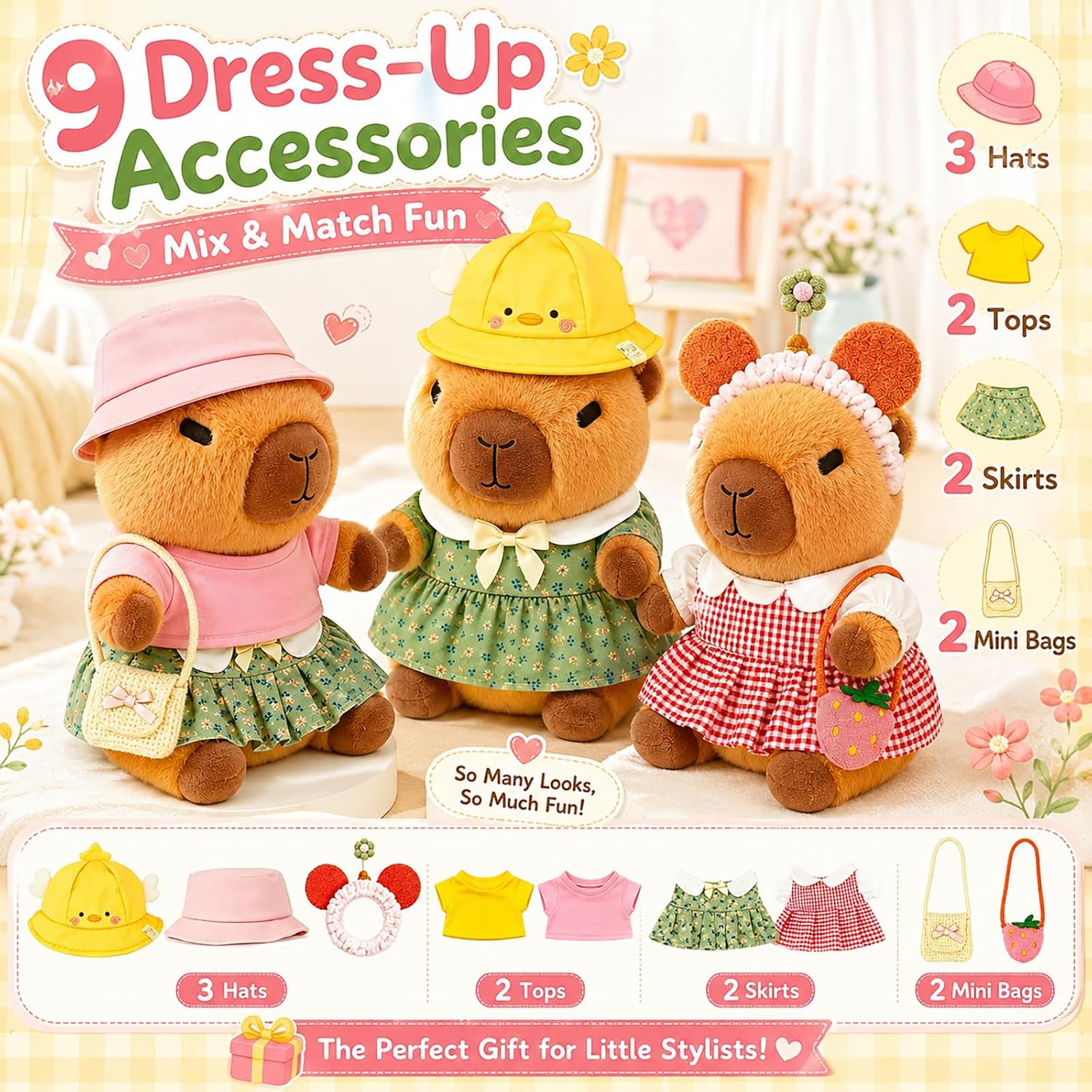 Taeku Dress Up Plush Animal Toy with 9 Outfit Accessories image 2
