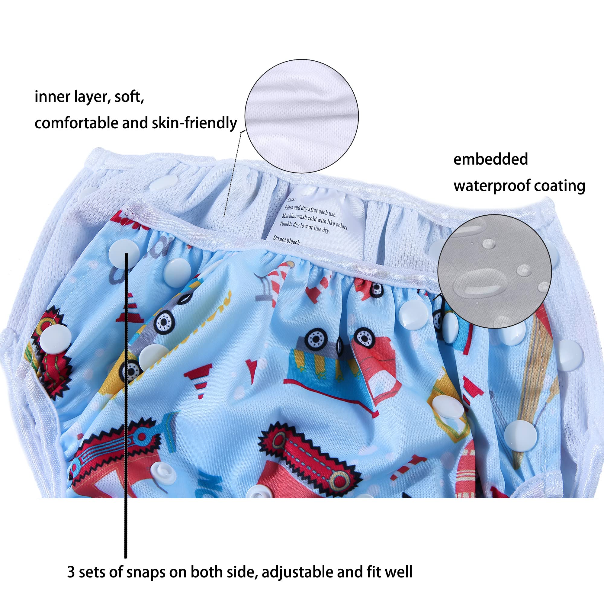 Couche Piscine Lavable Couche de Bain BéBé Maillot Couche Piscine Imperméable Réutilisable Tente Ajustable Anti-fuite anti uv 0-3 Ans(Tracteur + Bateau + Navire)