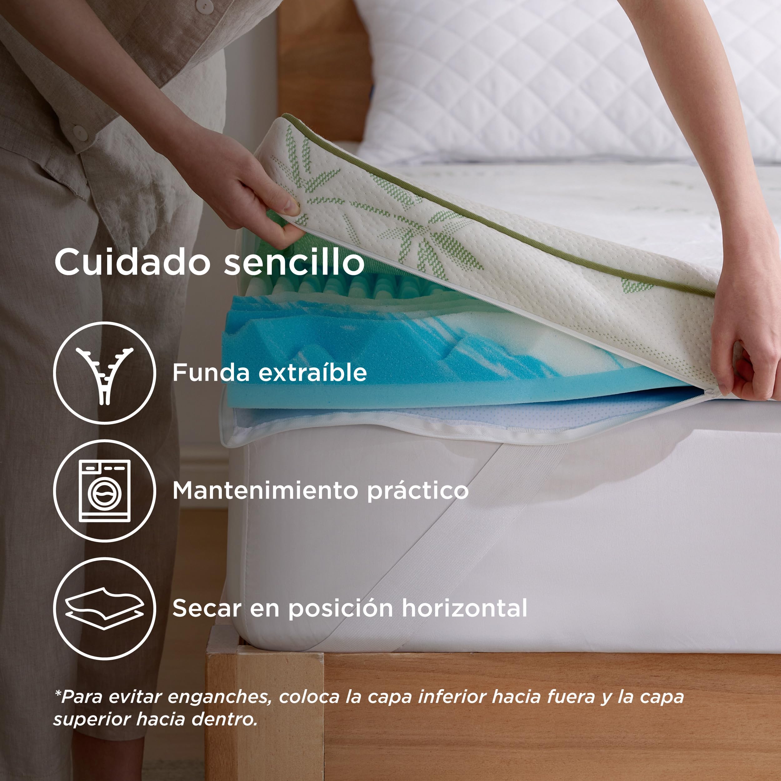 BEDSURE Topper Viscoelástico 90x190cm H2/H3 - Fibra bambú Transpirable 7cm