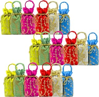 AT Ankit Traders Women Potli Bags | Sequence and Zari Embroidered Silk Potli | Traditional Shagun Return Gifts Potli for M... Price In India