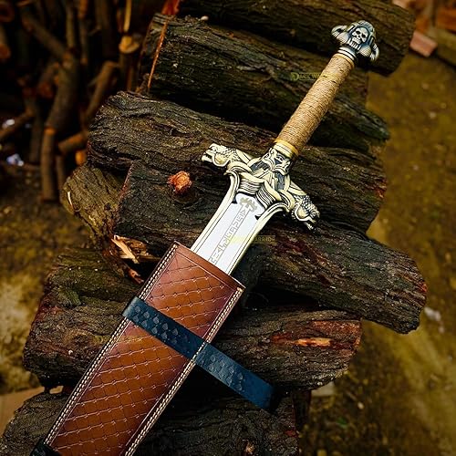 Miniatura 4 de Conan La espada bárbara, espadas atlantes hechas a mano de 42 pulgadas, accesorios de latón de acero al carbono 1095, espada completa, funda de