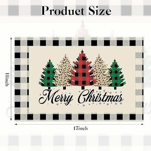 Miniatura 2 de 50 manteles individuales de papel con diseño de árboles de Navidad, desechables, duraderos, acuarela, búfalo, a cuadros, ideales para fiestas,