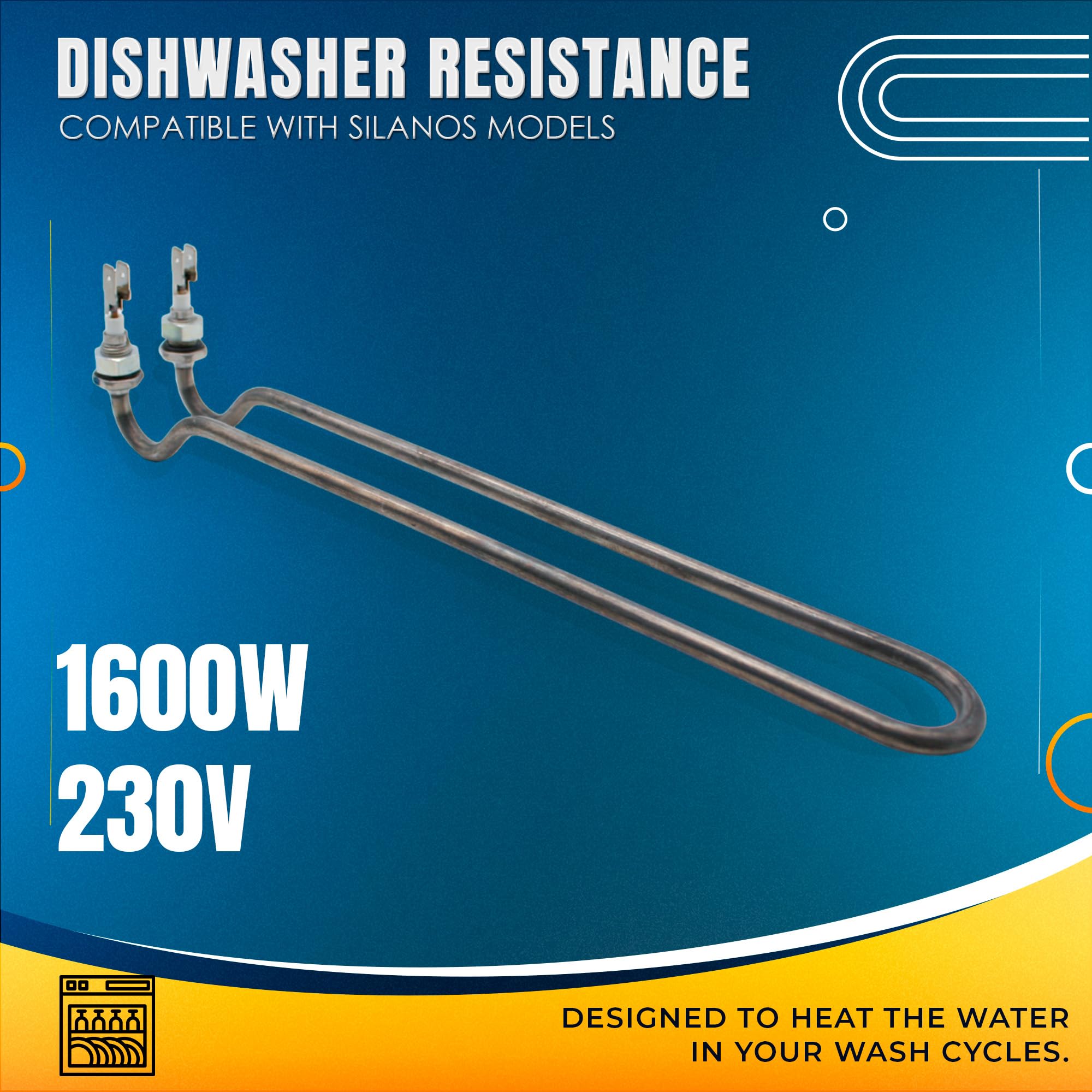 DOJA Barcelona | Résistance Lave Vaisselle 1600W | Electromenager Cuisine Compatible Avec SILANOS | 230V | 220X30mm | Reparation Lave Vaisselle | Resistance Lave Vaisselle, Couvert, Verre