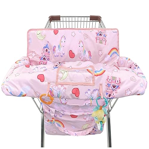 Funda de unicornio 2 en 1 para carrito de compras para bebé, tamaño grande, con bolsa de tela portátil, funda para silla alta, restaurante,