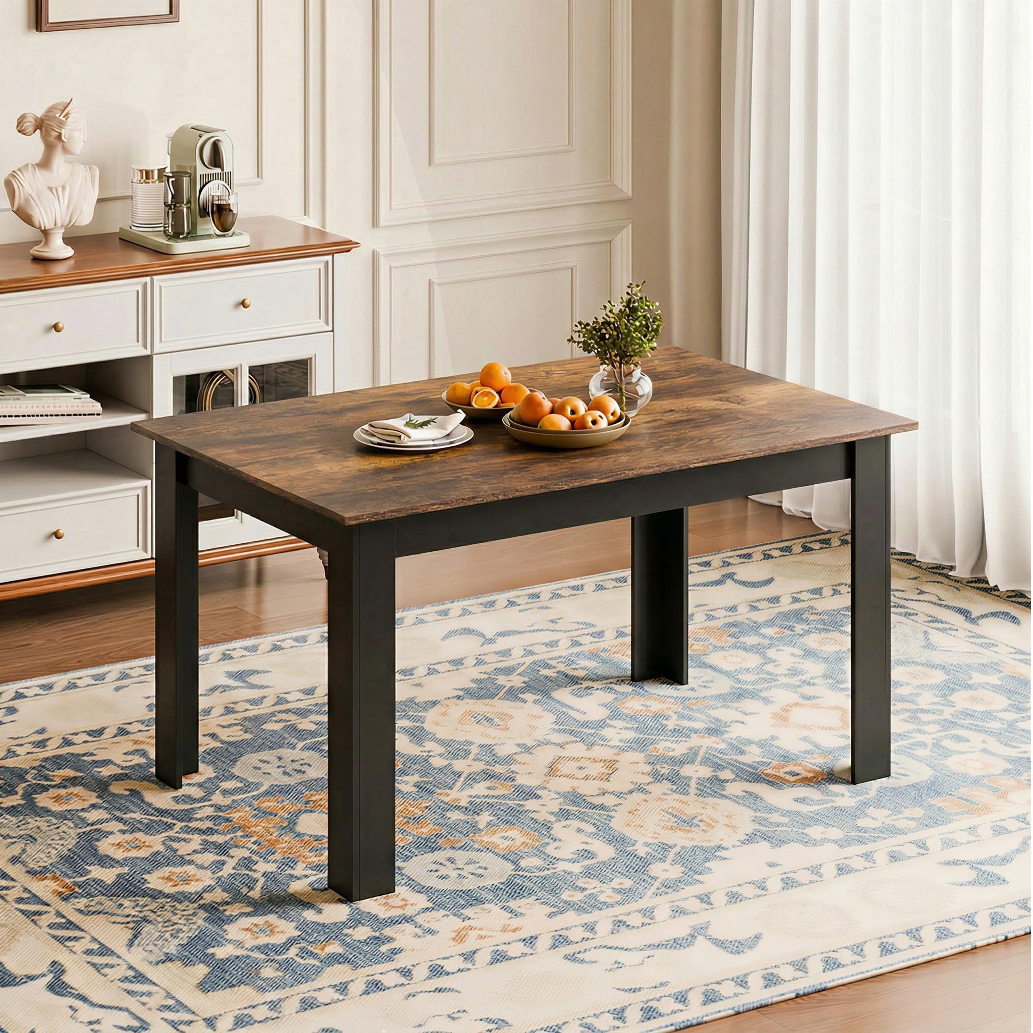 Mondeer Table de salle à manger, table de cuisine pour 4 personnes, 120 x 80 x 75 cm (l x P x H)