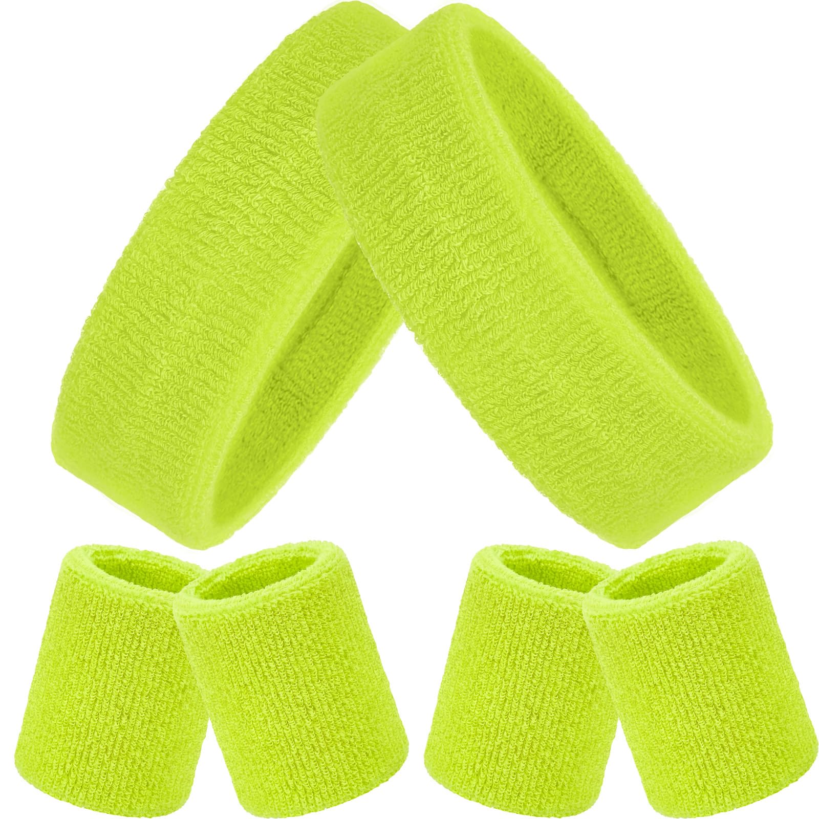 Bememo 6 Pcs Sport Sweatband Set 2 Headband 4 Wristband