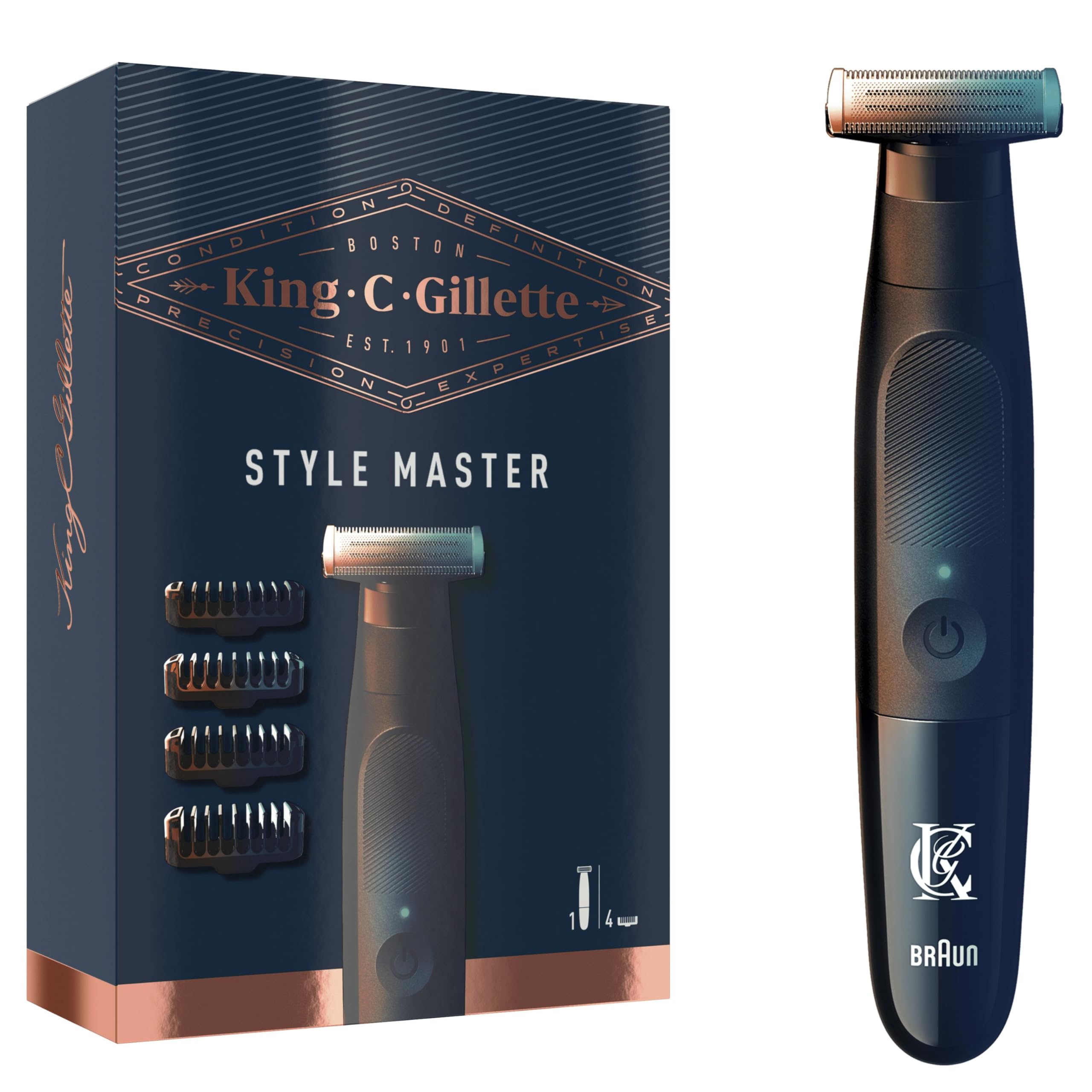 King C Gillette Style Master Recortadora Para Barba Sin Cable Para Hombre con Hoja 4D